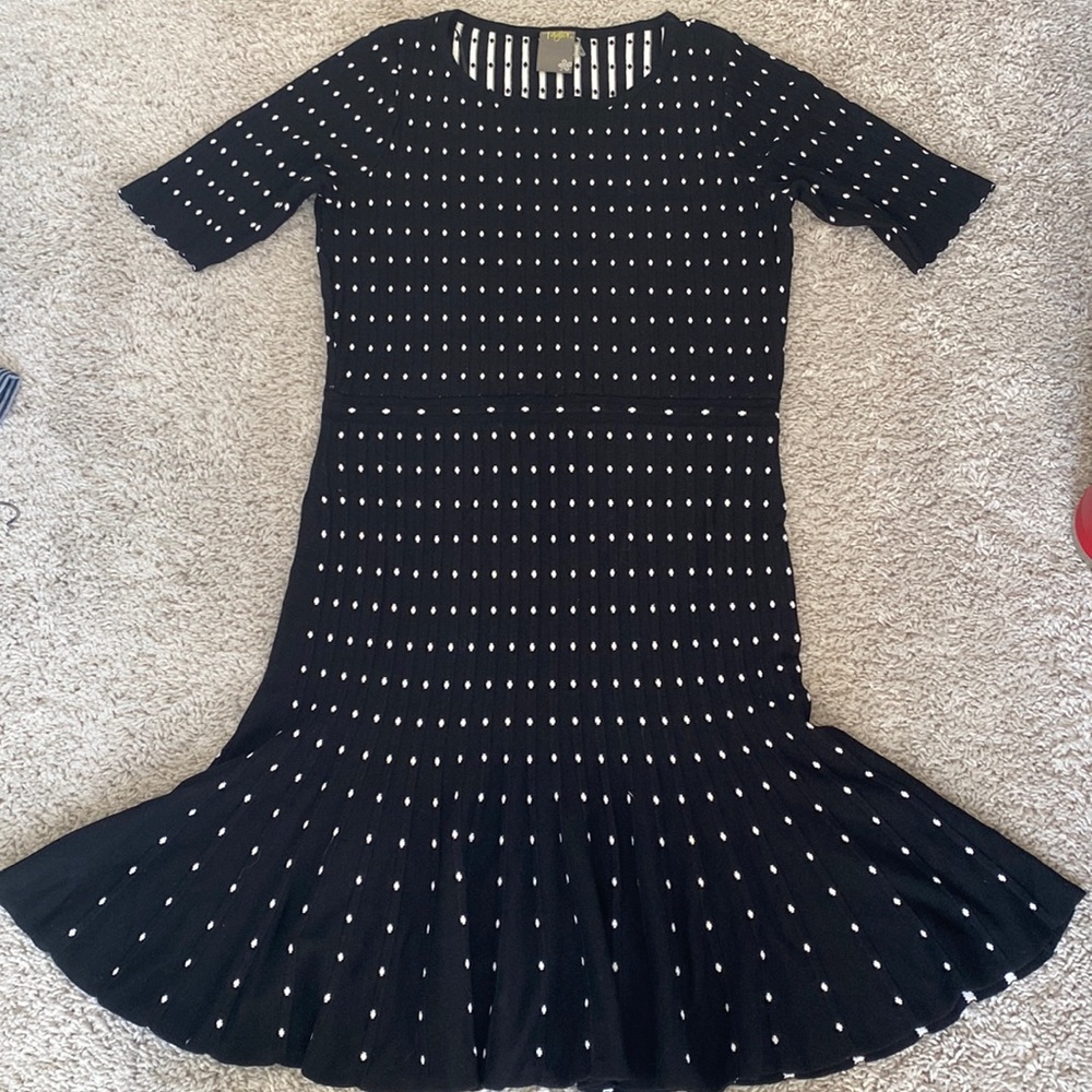 Womens Black and White Polka Dot TAYLOR knit dress Size Medium